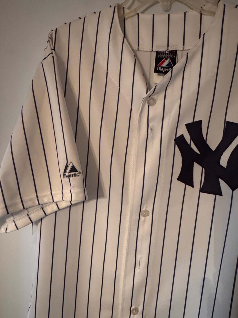 Vintage Derek Jeter NY Yankees Majestic Jersey #2 Pinstripe MLB Baseball Size L - Picture 7 of 10